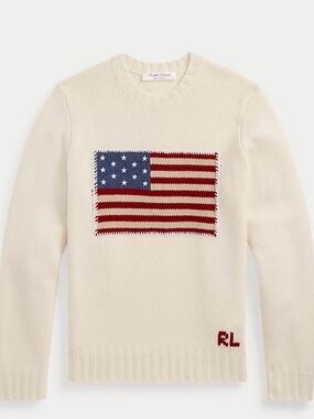 Ralph Lauren purple label cashmere Crewneck Sweater with Flag Motif